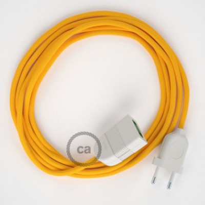 Alargador eléctrico con cable textil RM10 Efecto Seda Amarillo 2P 10A Made in Italy.
