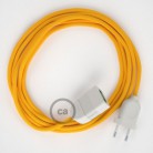 Alargador eléctrico con cable textil RM10 Efecto Seda Amarillo 2P 10A Made in Italy.