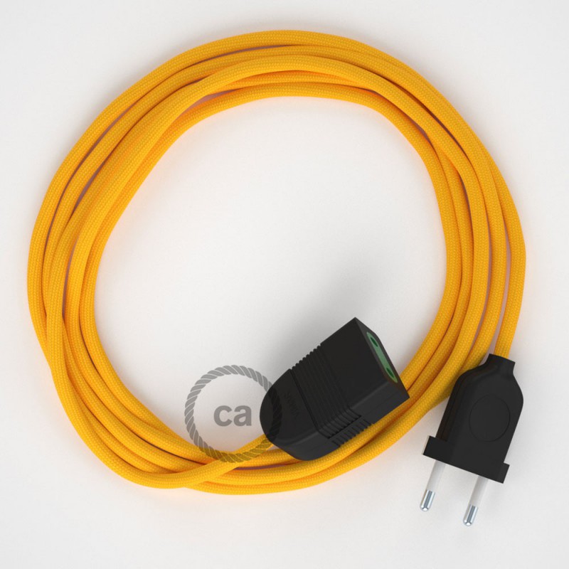 Alargador eléctrico con cable textil RM10 Efecto Seda Amarillo 2P 10A Made in Italy.