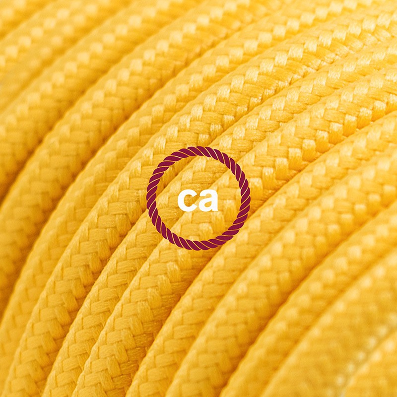 Alargador eléctrico con cable textil RM10 Efecto Seda Amarillo 2P 10A Made in Italy.