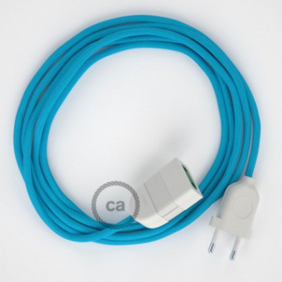 Alargador eléctrico con cable textil RM11 Efecto Seda Celeste 2P 10A Made in Italy.