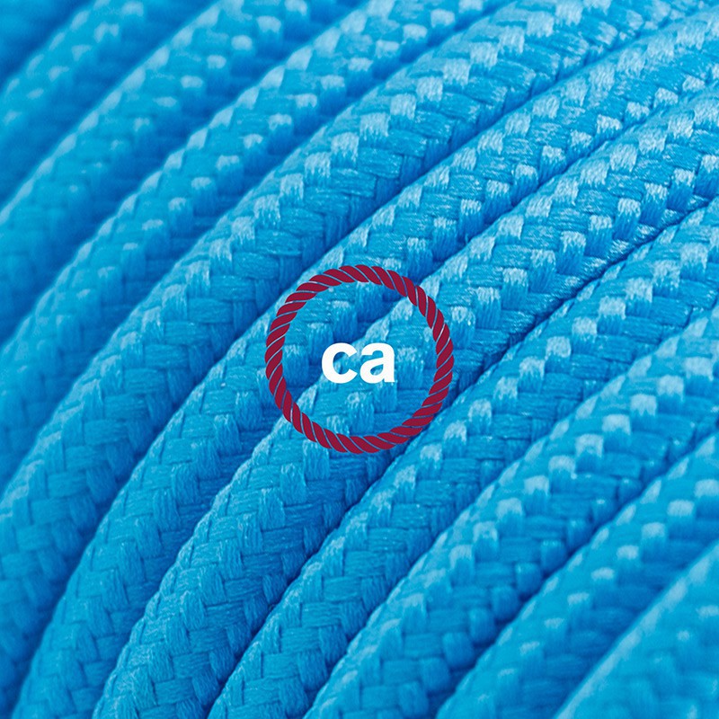 Alargador eléctrico con cable textil RM11 Efecto Seda Celeste 2P 10A Made in Italy.