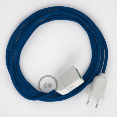 Alargador eléctrico con cable textil RM12 Efecto Seda Azul 2P 10A Made in Italy.