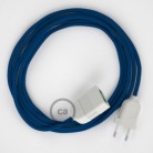 Alargador eléctrico con cable textil RM12 Efecto Seda Azul 2P 10A Made in Italy.