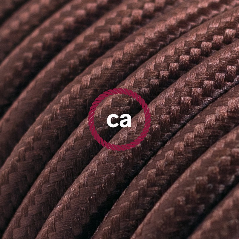Alargador eléctrico con cable textil RM13 Efecto Seda Marrón 2P 10A Made in Italy.