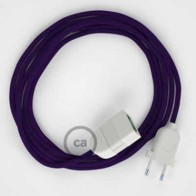 Alargador eléctrico con cable textil RM14 Efecto Seda Púrpura 2P 10A Made in Italy.