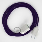 Alargador eléctrico con cable textil RM14 Efecto Seda Púrpura 2P 10A Made in Italy.