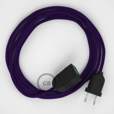 Alargador eléctrico con cable textil RM14 Efecto Seda Púrpura 2P 10A Made in Italy.
