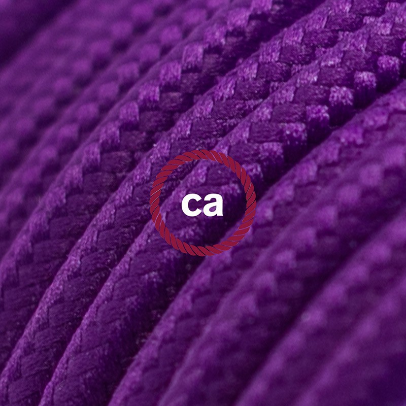 Alargador eléctrico con cable textil RM14 Efecto Seda Púrpura 2P 10A Made in Italy.