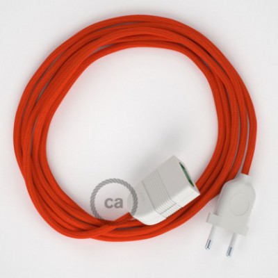 Alargador eléctrico con cable textil RM15 Efecto Seda Naranja 2P 10A Made in Italy.