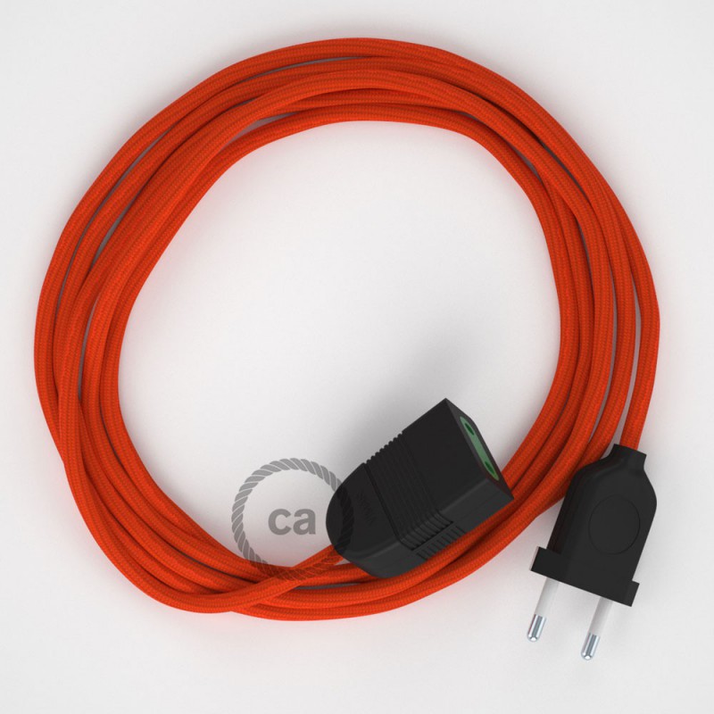 Alargador eléctrico con cable textil RM15 Efecto Seda Naranja 2P 10A Made in Italy.