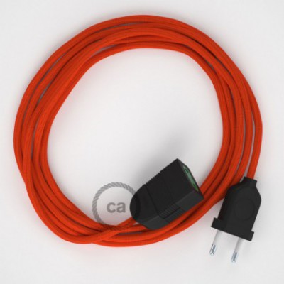 Alargador eléctrico con cable textil RM15 Efecto Seda Naranja 2P 10A Made in Italy.