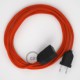 Alargador eléctrico con cable textil RM15 Efecto Seda Naranja 2P 10A Made in Italy.