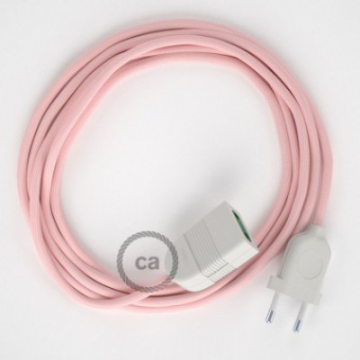 Alargador eléctrico con cable textil RM16 Efecto Seda Rosa Bebé 2P 10A Made in Italy.