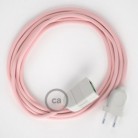 Alargador eléctrico con cable textil RM16 Efecto Seda Rosa Bebé 2P 10A Made in Italy.