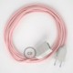 Alargador eléctrico con cable textil RM16 Efecto Seda Rosa Bebé 2P 10A Made in Italy.