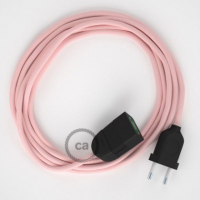 Alargador eléctrico con cable textil RM16 Efecto Seda Rosa Bebé 2P 10A Made in Italy.