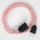 Alargador eléctrico con cable textil RM16 Efecto Seda Rosa Bebé 2P 10A Made in Italy.