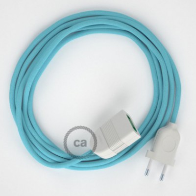 Alargador eléctrico con cable textil RM17 Efecto Seda Celeste Bebé 2P 10A Made in Italy.