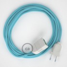 Alargador eléctrico con cable textil RM17 Efecto Seda Celeste Bebé 2P 10A Made in Italy.