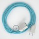 Alargador eléctrico con cable textil RM17 Efecto Seda Celeste Bebé 2P 10A Made in Italy.