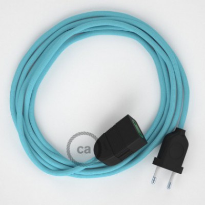 Alargador eléctrico con cable textil RM17 Efecto Seda Celeste Bebé 2P 10A Made in Italy.