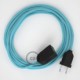 Alargador eléctrico con cable textil RM17 Efecto Seda Celeste Bebé 2P 10A Made in Italy.