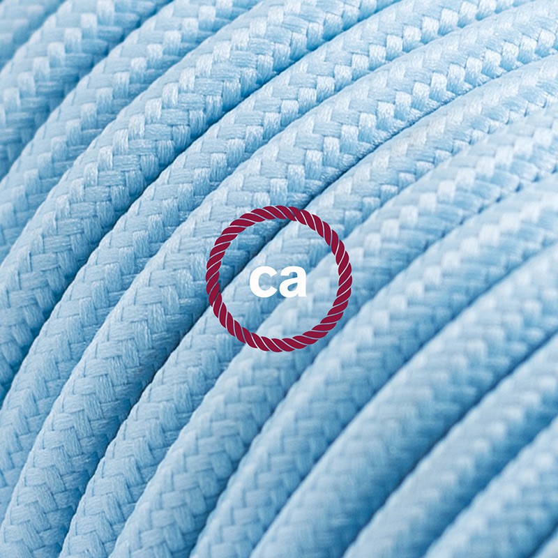 Alargador eléctrico con cable textil RM17 Efecto Seda Celeste Bebé 2P 10A Made in Italy.