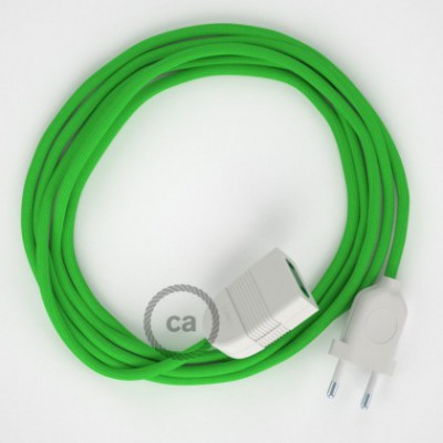Alargador eléctrico con cable textil RM18 Efecto Seda Verde Lima 2P 10A Made in Italy.