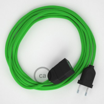 Alargador eléctrico con cable textil RM18 Efecto Seda Verde Lima 2P 10A Made in Italy.