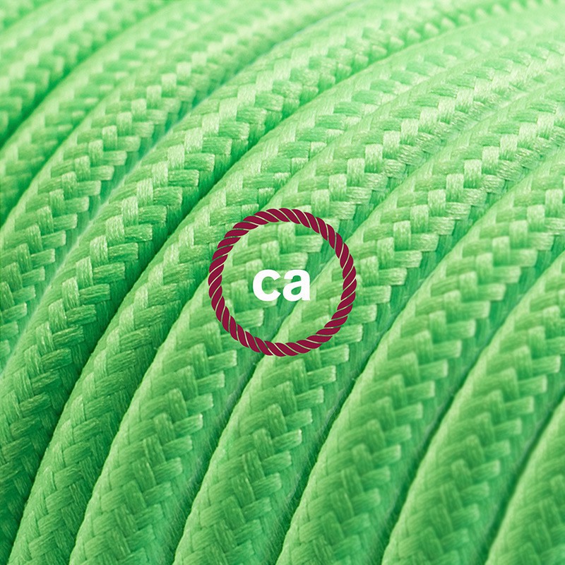 Alargador eléctrico con cable textil RM18 Efecto Seda Verde Lima 2P 10A Made in Italy.
