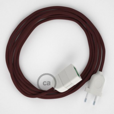 Alargador eléctrico con cable textil RM19 Efecto Seda Burdeos 2P 10A Made in Italy.