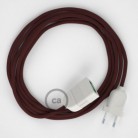 Alargador eléctrico con cable textil RM19 Efecto Seda Burdeos 2P 10A Made in Italy.