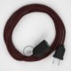Alargador eléctrico con cable textil RM19 Efecto Seda Burdeos 2P 10A Made in Italy.