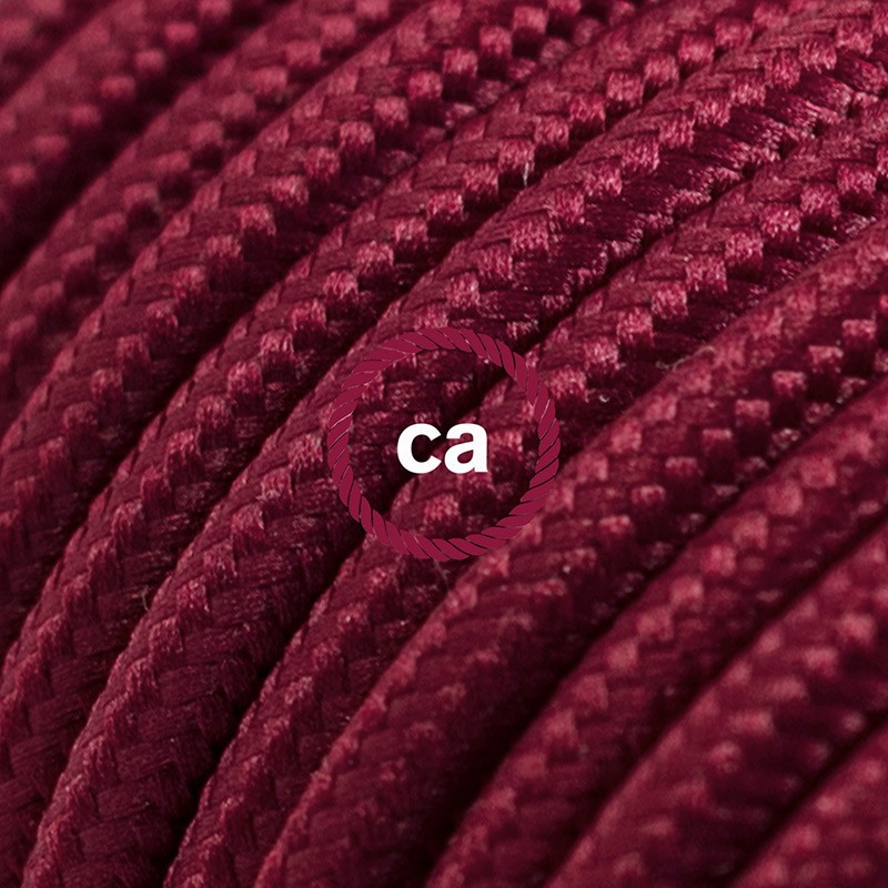 Alargador eléctrico con cable textil RM19 Efecto Seda Burdeos 2P 10A Made in Italy.