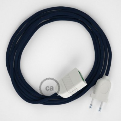 Alargador eléctrico con cable textil RM20 Efecto Seda Azul Marino 2P 10A Made in Italy.