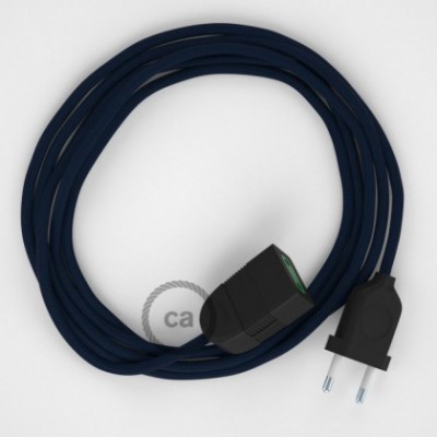 Alargador eléctrico con cable textil RM20 Efecto Seda Azul Marino 2P 10A Made in Italy.
