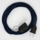 Alargador eléctrico con cable textil RM20 Efecto Seda Azul Marino 2P 10A Made in Italy.