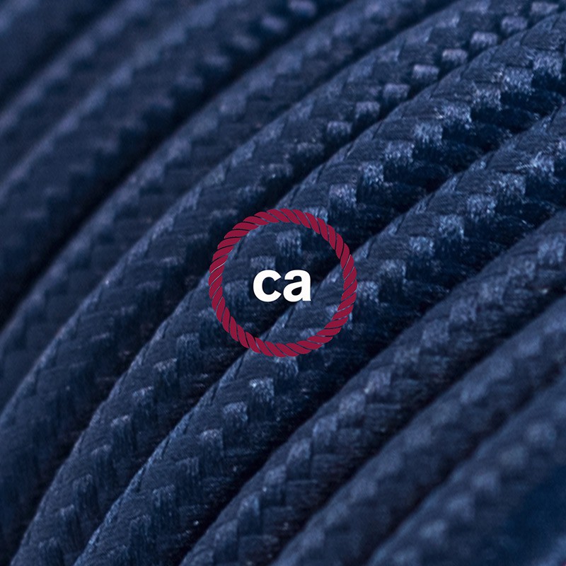Alargador eléctrico con cable textil RM20 Efecto Seda Azul Marino 2P 10A Made in Italy.