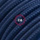 Alargador eléctrico con cable textil RM20 Efecto Seda Azul Marino 2P 10A Made in Italy.