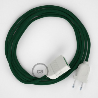 Alargador eléctrico con cable textil RM21 Efecto Seda Verde Oscuro 2P 10A Made in Italy.