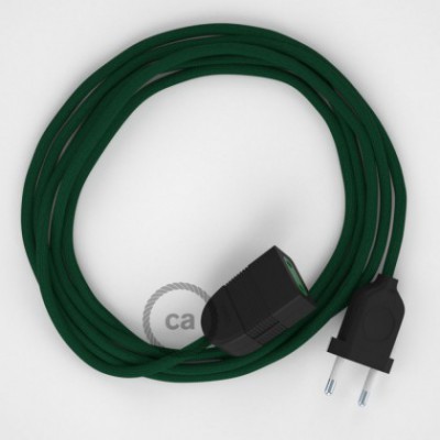 Alargador eléctrico con cable textil RM21 Efecto Seda Verde Oscuro 2P 10A Made in Italy.