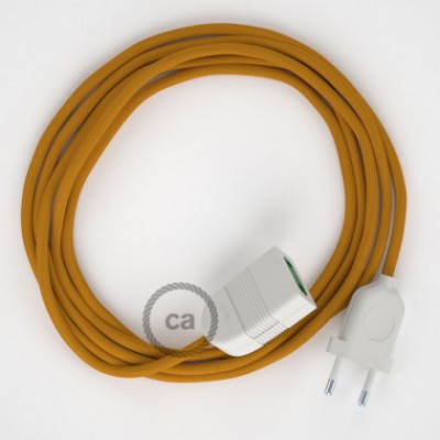 Alargador eléctrico con cable textil RM25 Efecto Seda Mostaza 2P 10A Made in Italy.