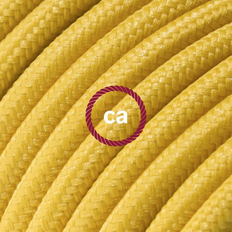 Alargador eléctrico con cable textil RM25 Efecto Seda Mostaza 2P 10A Made in Italy.