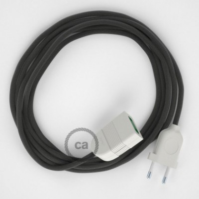 Alargador eléctrico con cable textil RM26 Efecto Seda Gris Oscuro 2P 10A Made in Italy.