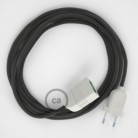 Alargador eléctrico con cable textil RM26 Efecto Seda Gris Oscuro 2P 10A Made in Italy.