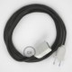 Alargador eléctrico con cable textil RM26 Efecto Seda Gris Oscuro 2P 10A Made in Italy.