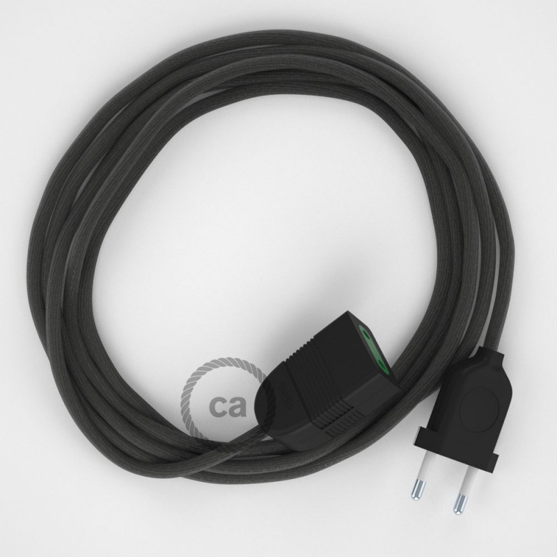 Alargador eléctrico con cable textil RM26 Efecto Seda Gris Oscuro 2P 10A Made in Italy.