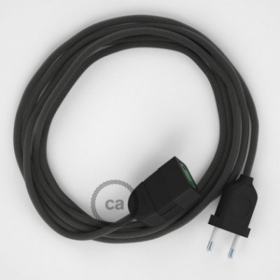 Alargador eléctrico con cable textil RM26 Efecto Seda Gris Oscuro 2P 10A Made in Italy.