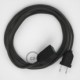 Alargador eléctrico con cable textil RM26 Efecto Seda Gris Oscuro 2P 10A Made in Italy.